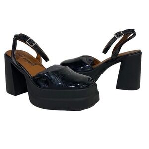 Free People | Mary Janes Double Stack Platform Leather Heels Black NEW- Size 7